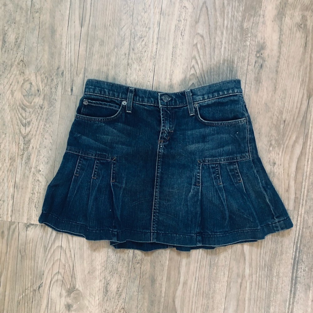 Juicy Couture Dark Blue Denim y2k Pleated Preppy Mini Skirt